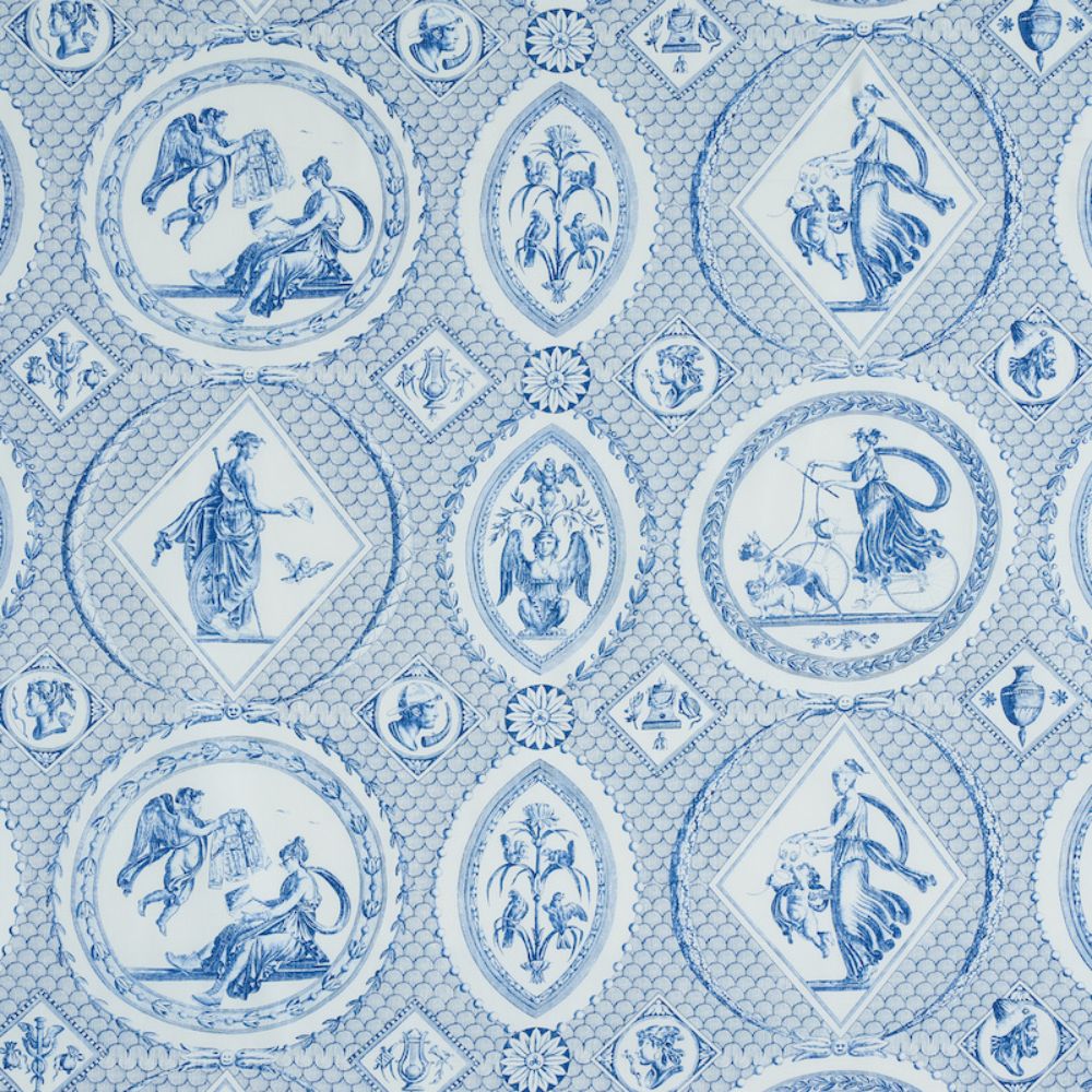 Schumacher 179560 Les Scenes Contemporaines Fabric in Blue