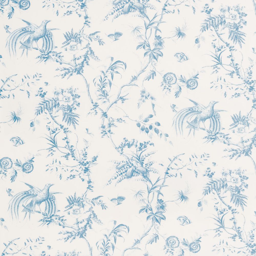 Schumacher 179570 Toile De La Prairie Fabric in Blue