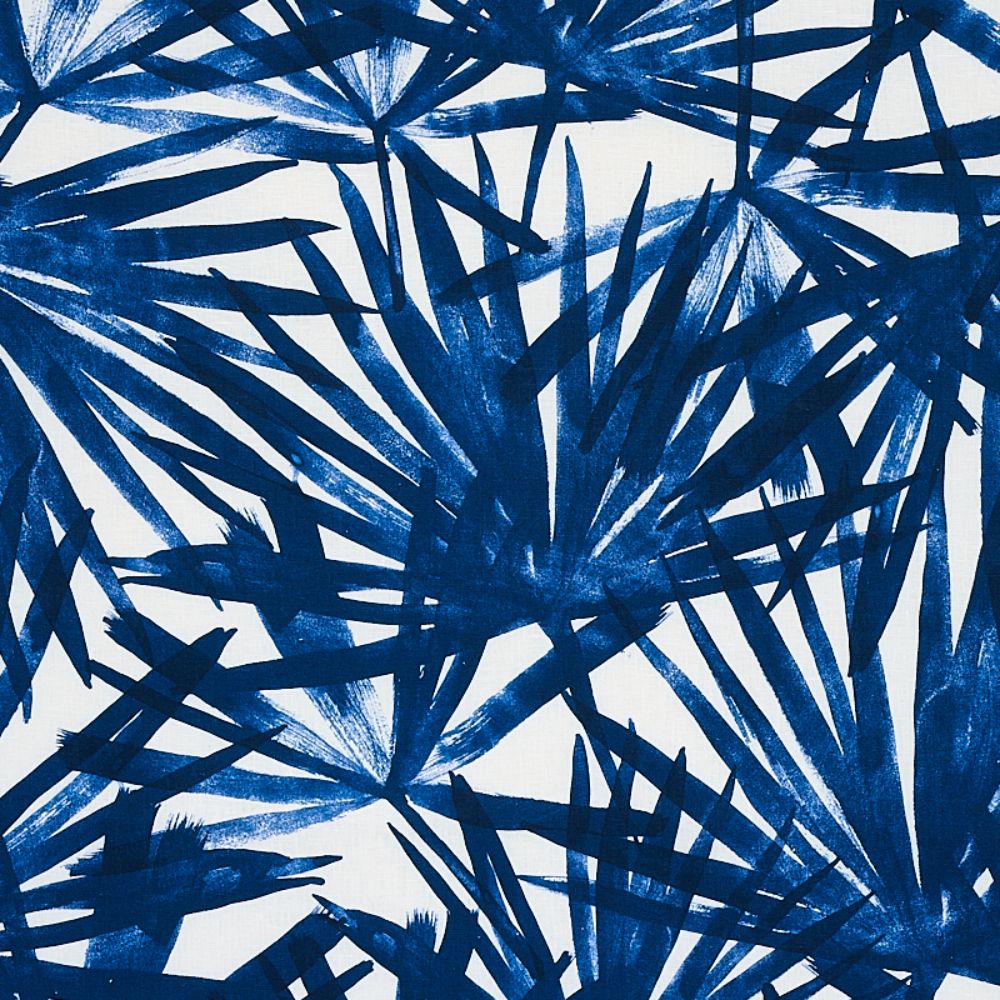 Schumacher 179600 Sunlit Palm Linen Fabric in Blue