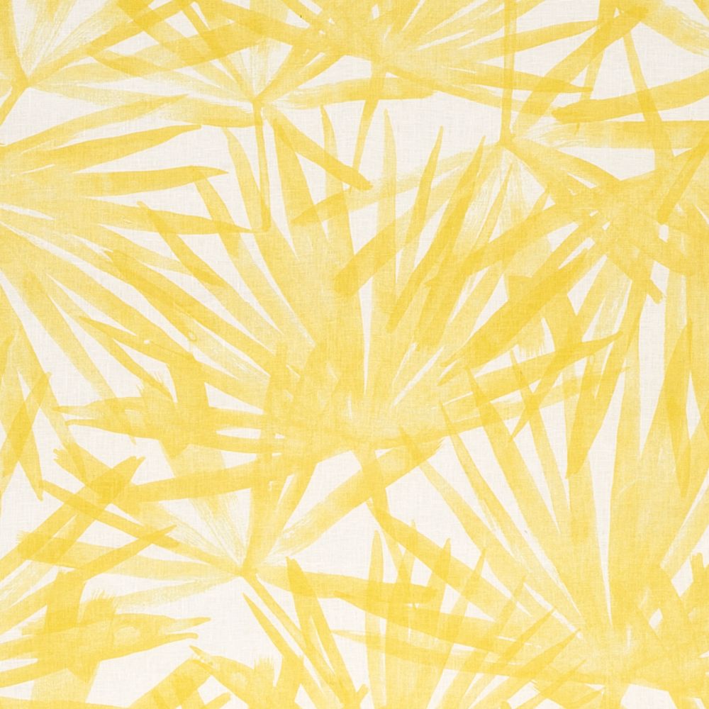 Schumacher 179602 Sunlit Palm Linen Fabric in Yellow