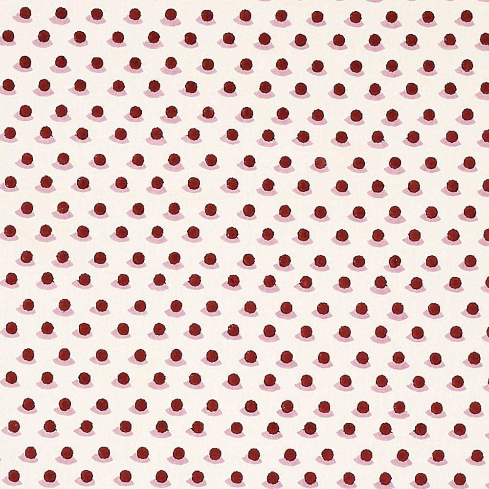 Schumacher 179730 Berry Hand Block Print Fabric in Iron & Rose
