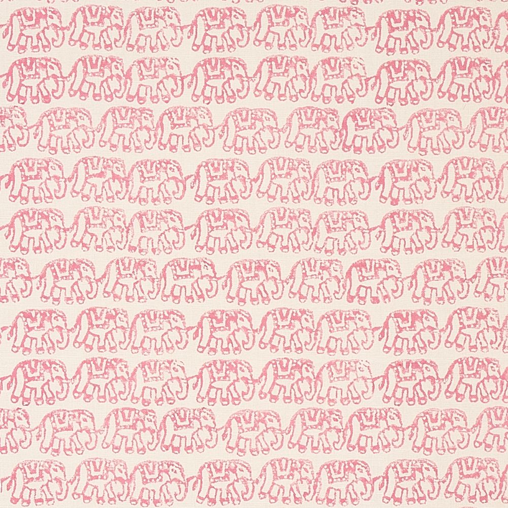 Schumacher 179750 Ellies Hand Block Print Fabric in Rose