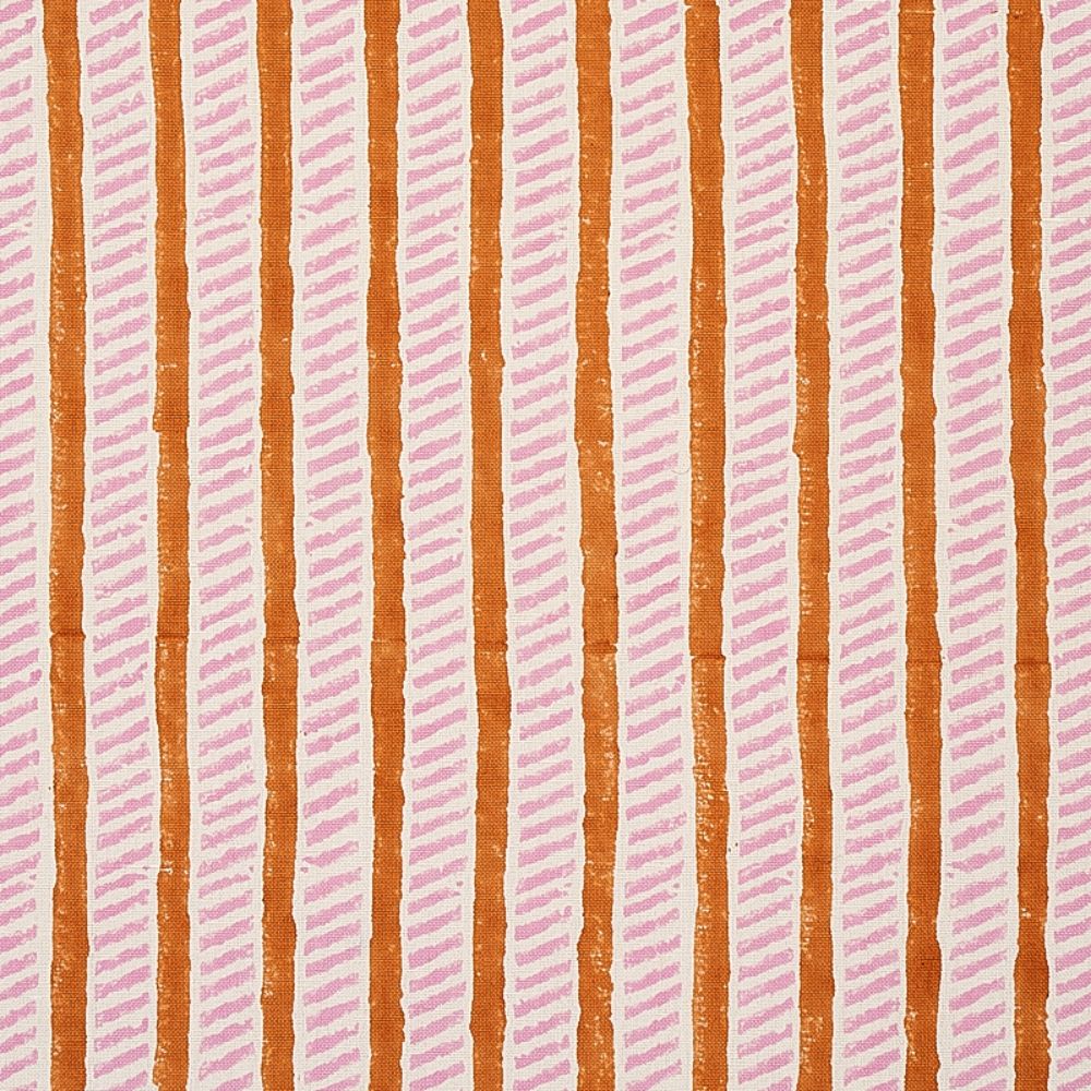 Schumacher 179761 Garden Path Hand Block Print Fabric in Copper & Rose