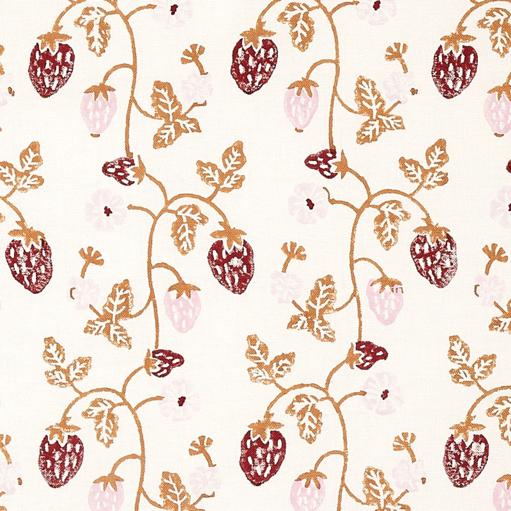 Schumacher 179781 Strawberry Hand Block Print Fabric in Copper