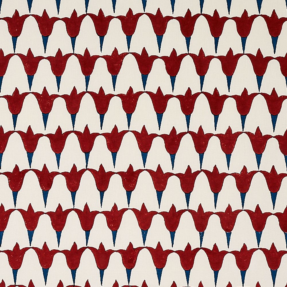 Schumacher 179823 Tulip Hand Block Fabric in Iron & Indigo
