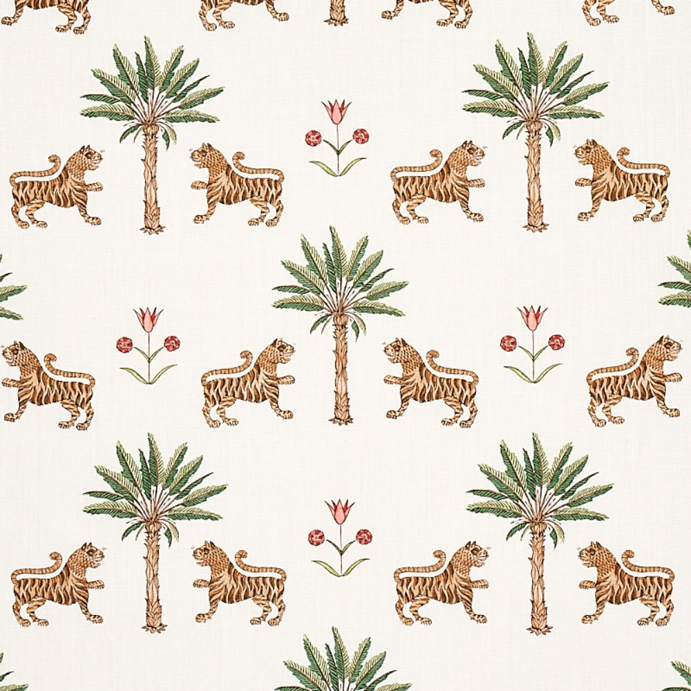 Schumacher 179930 Tiger Palm Fabrics in Cocoa
