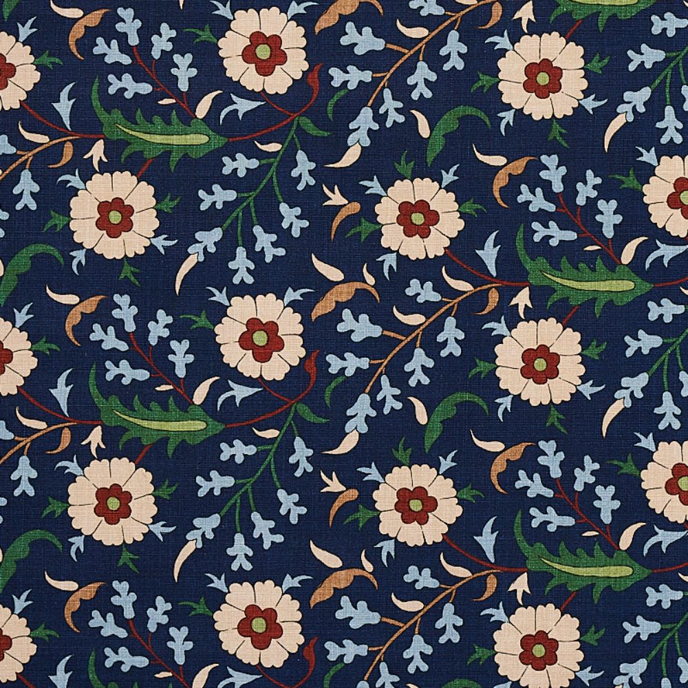 Schumacher 179951 Floralia Fabrics in Indigo