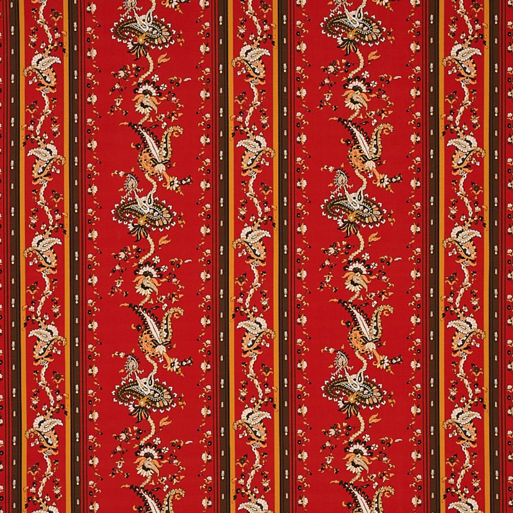 Schumacher 179982 Elena Paisley Stripe Fabrics in Pompeii