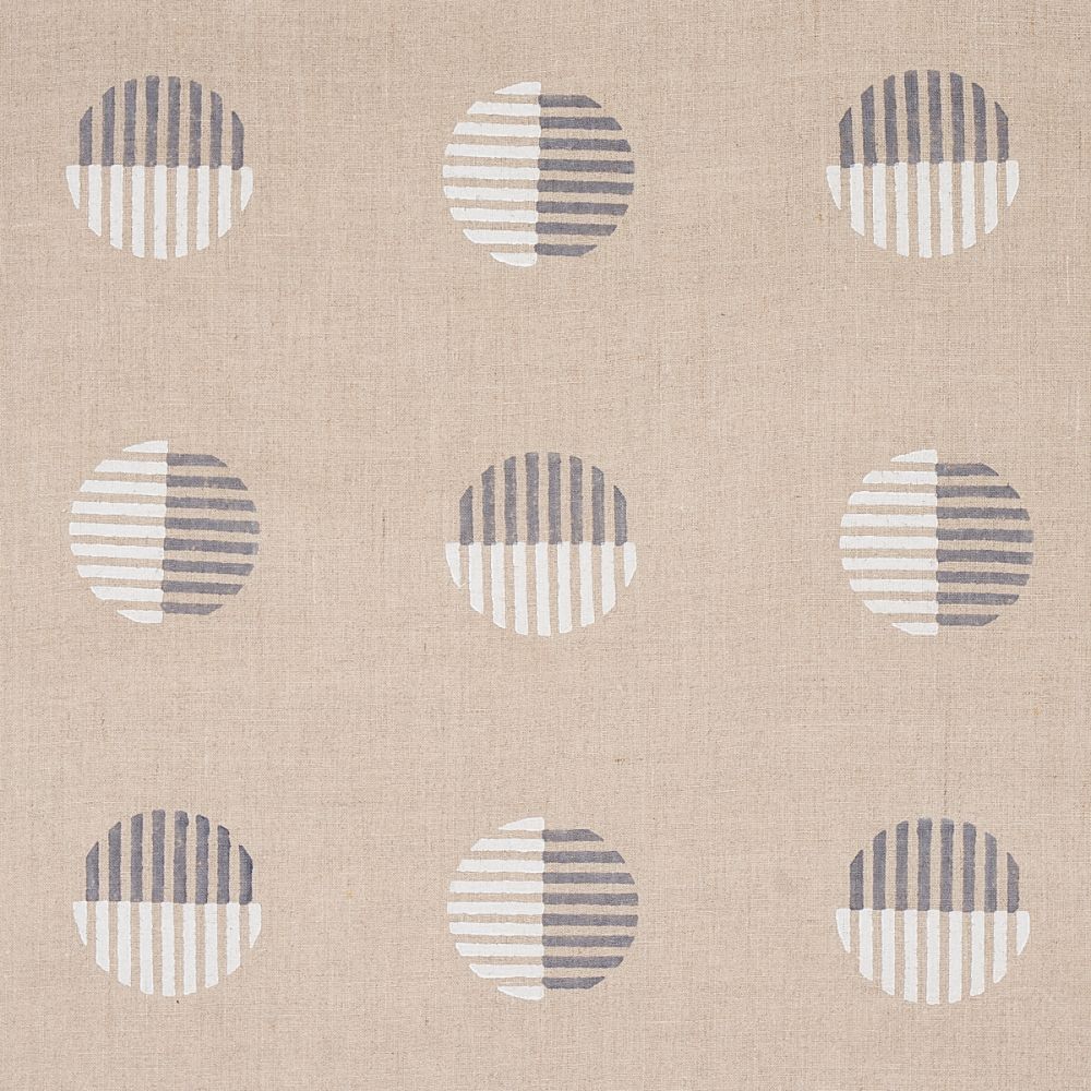 Schumacher 180002 Ando Hand Block Print in Fabrics in Ivory & Charcoal On Natural