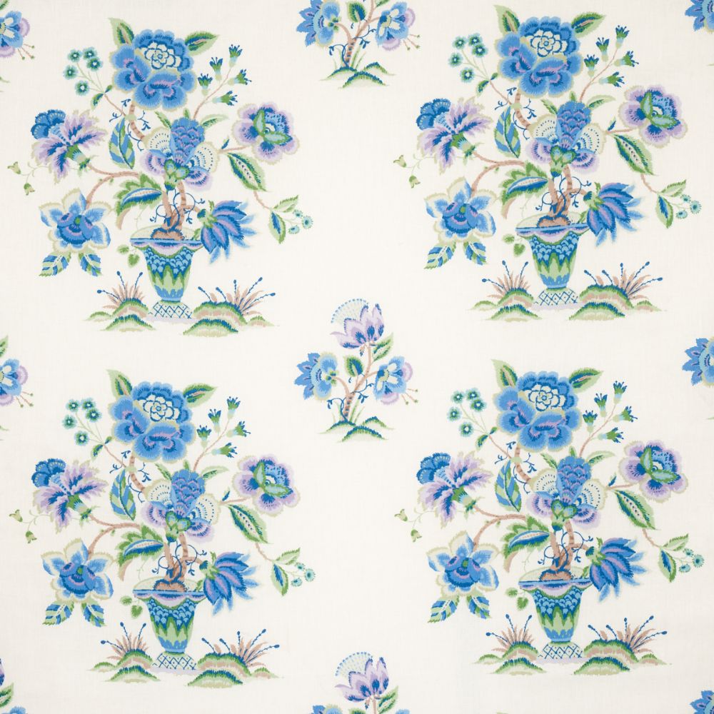 Schumacher 180041 Ashford Linen Fabrics in Cornflower And Lilac