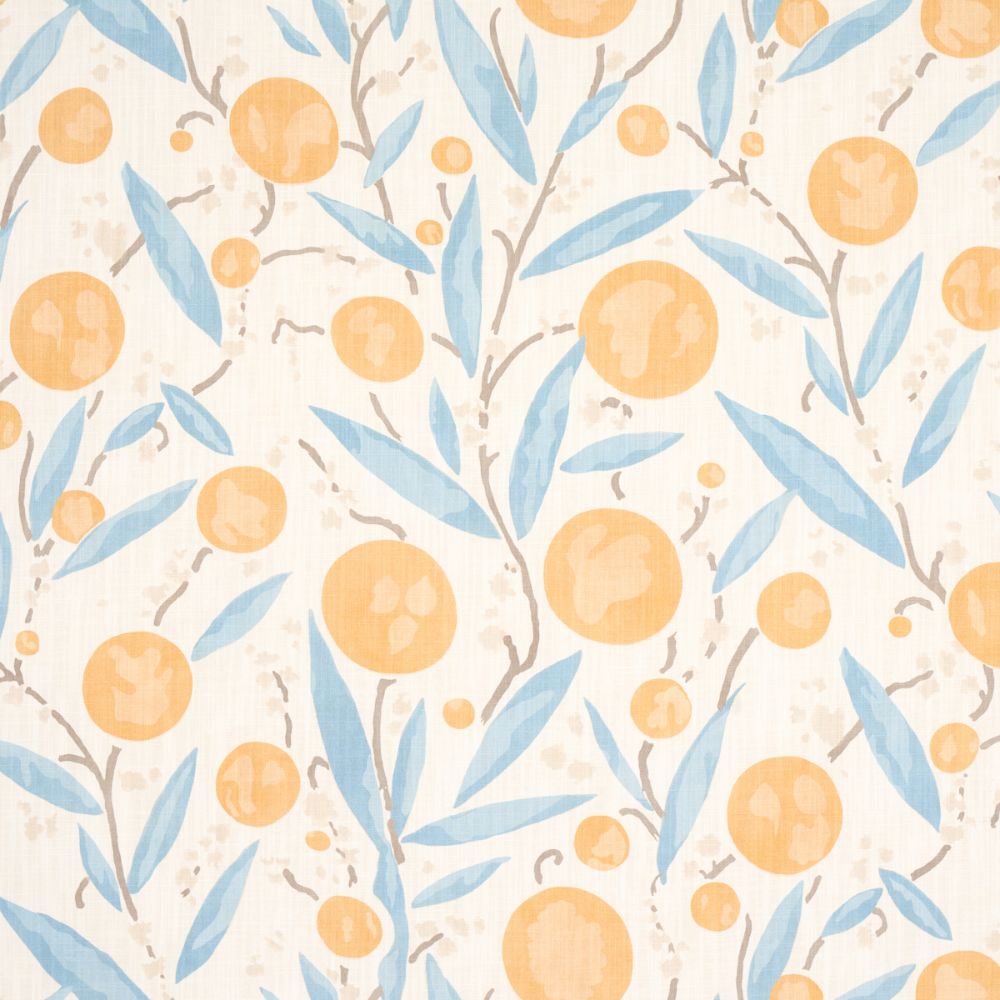 Schumacher 180060 Mirabelle Fabrics in Yellow And Sky