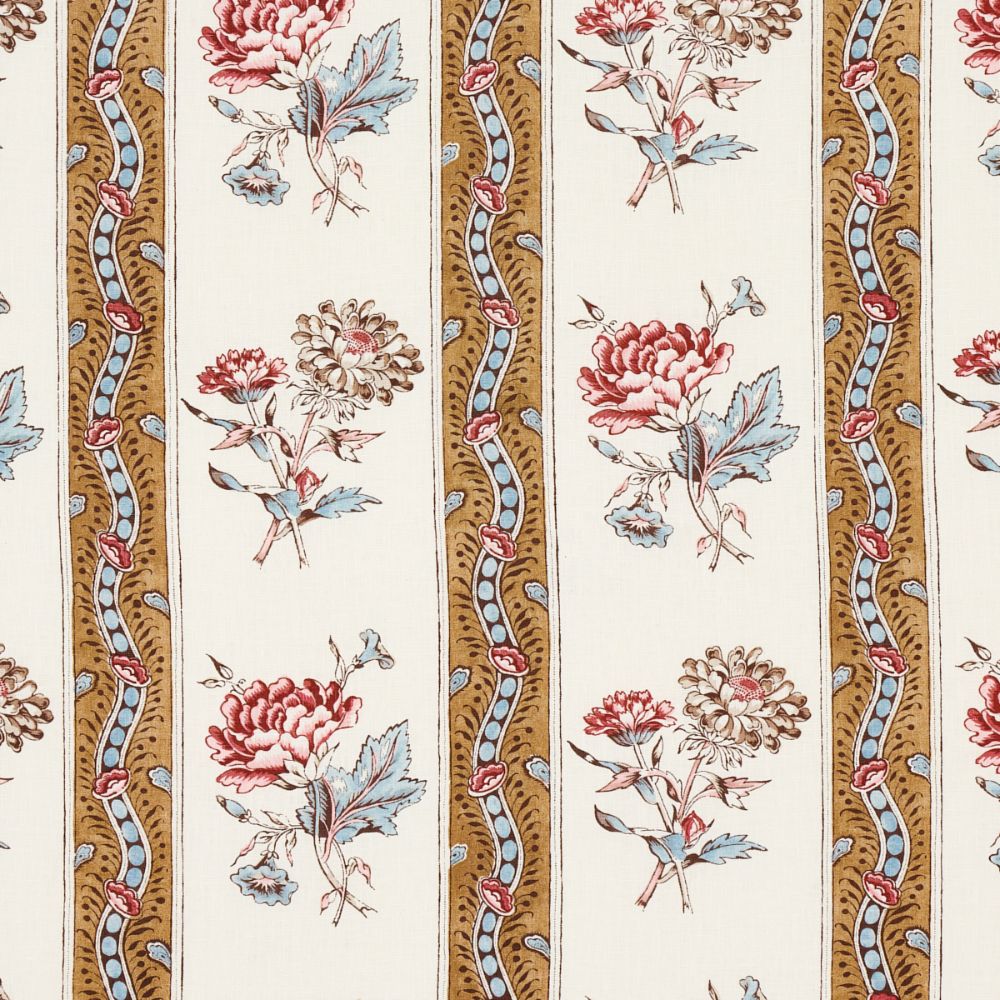 Schumacher 180240 Ariana Floral Stripe Fabrics in Document