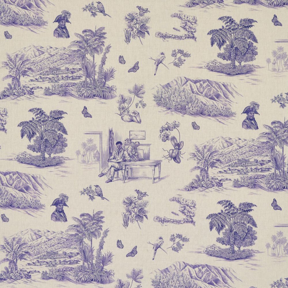 Schumacher 180272 Toussaint Toile Fabrics in Purple