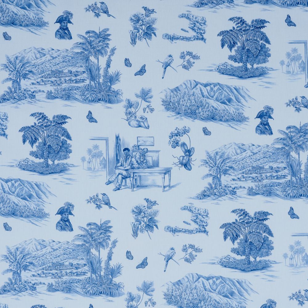 Schumacher 180273 Toussaint Toile Fabrics in Blue & Sky