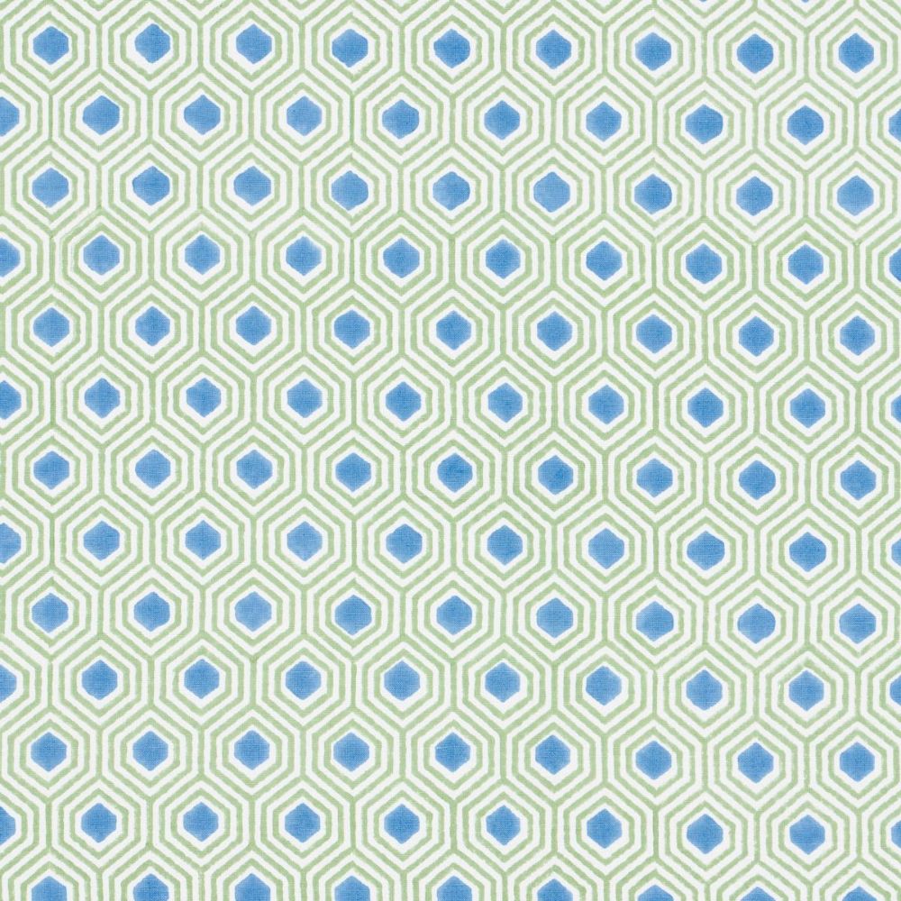 Schumacher 180371 Easy Elements Otis Hand Print Fabric in Green & Blue