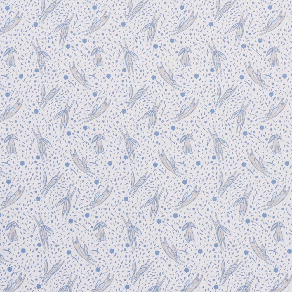 Schumacher 180440 Rabbit High Performance Print Fabrics in Blue