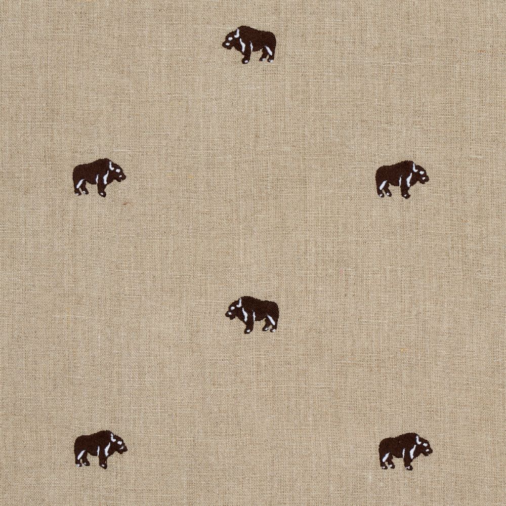Schumacher 180450 Buffalo Embroidered Linen Fabrics in Natural