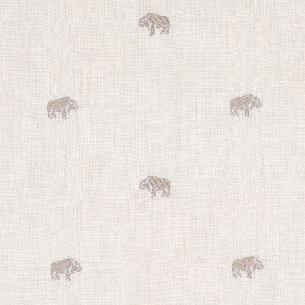 Schumacher 180451 Buffalo Embroidered Linen Fabrics in Ivory