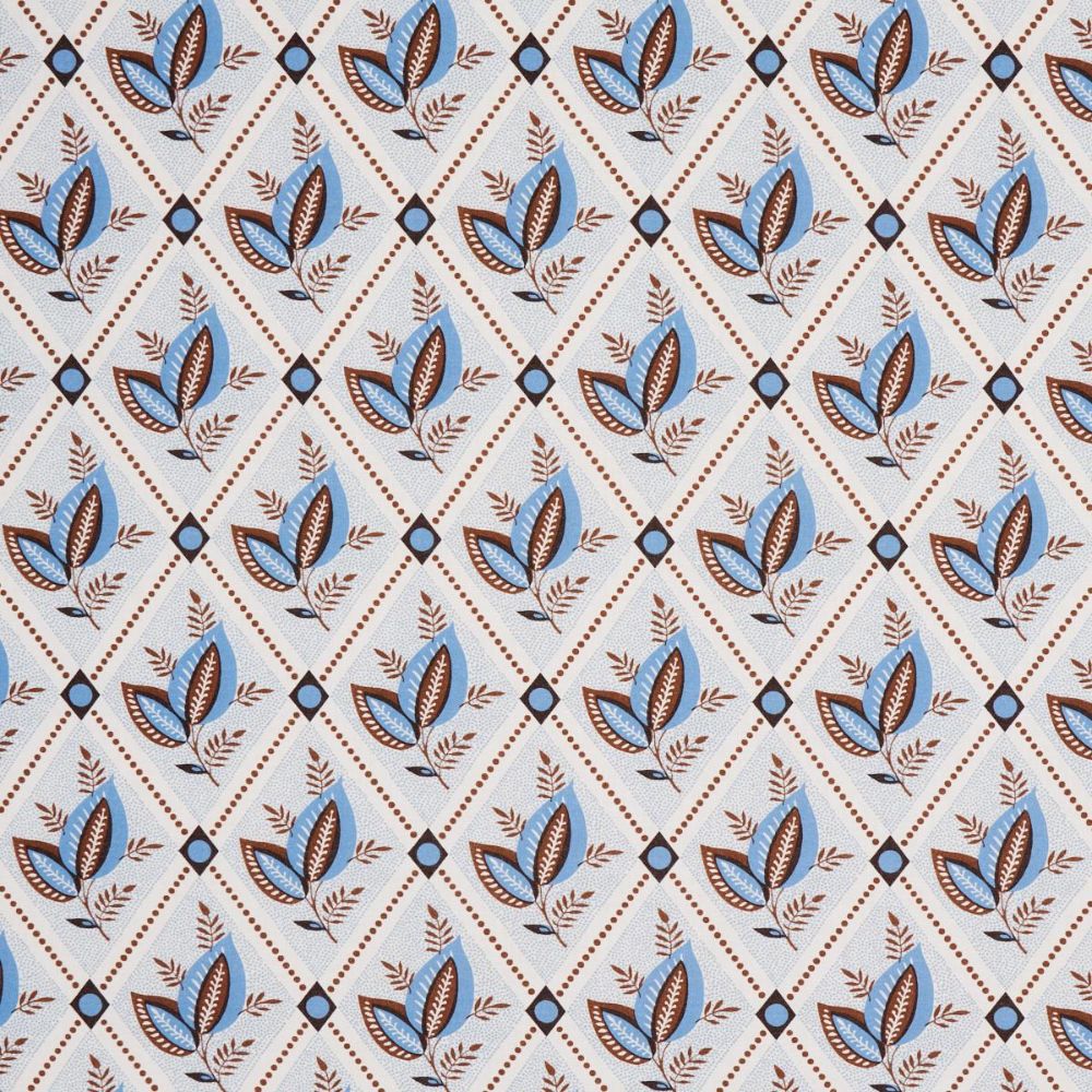 Schumacher 180573 New Traditional Provençal Basile Trellis Fabric in Delft & Sepia