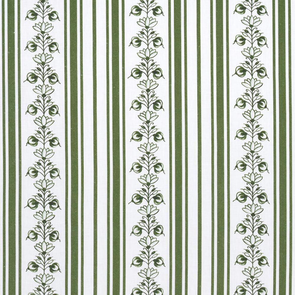 Schumacher 180661 Delft Stripe Fabric in Green