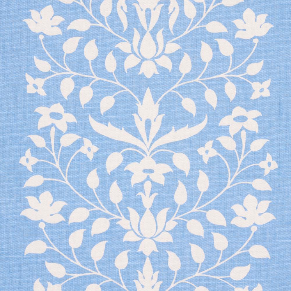 Schumacher 180681 Jaipur Mughal Flower Fabric in Cornflower Blue