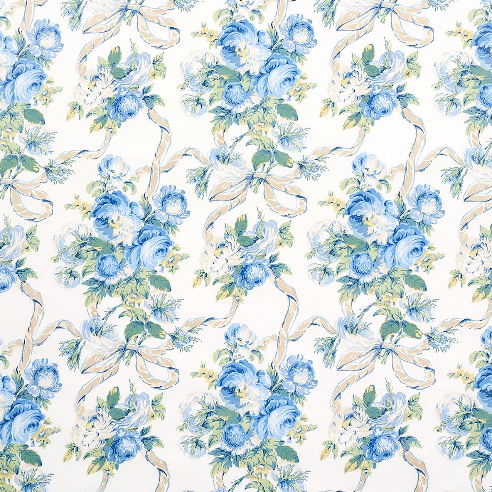 Schumacher 180810 Queenies Floral Chintz Fabric in Porcelain