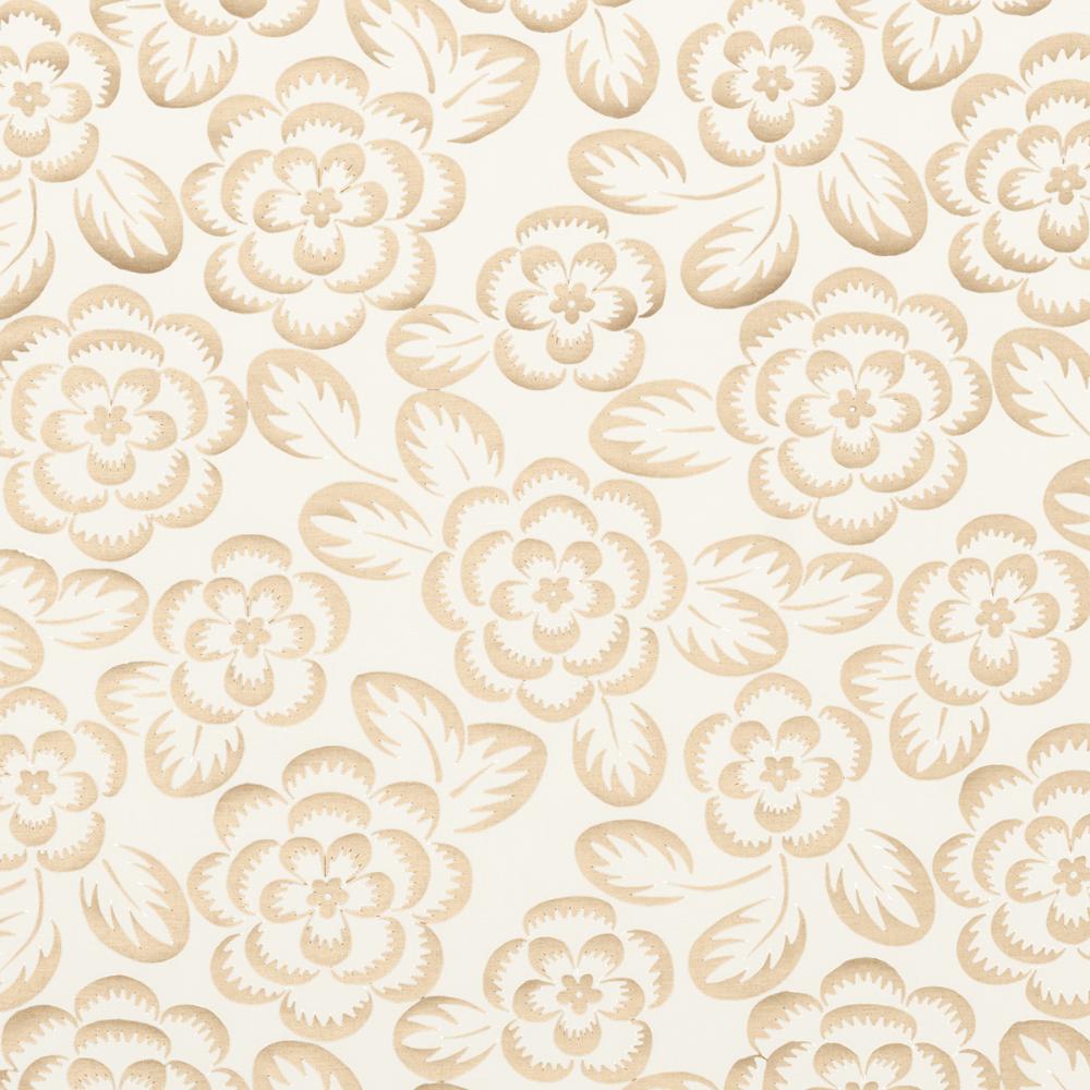 Schumacher 180870 Angelica Floral Fabric in Champagne & Ivory