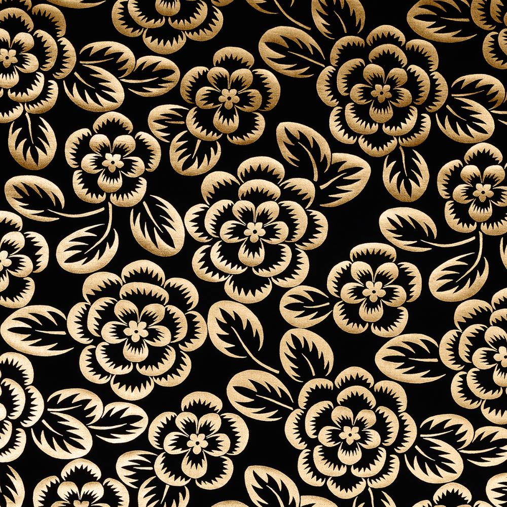 Schumacher 180871 Angelica Floral Fabric in Gold & Noir