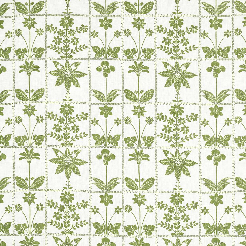 Schumacher 180890 Georgia Wildflowers Fabric in Leaf