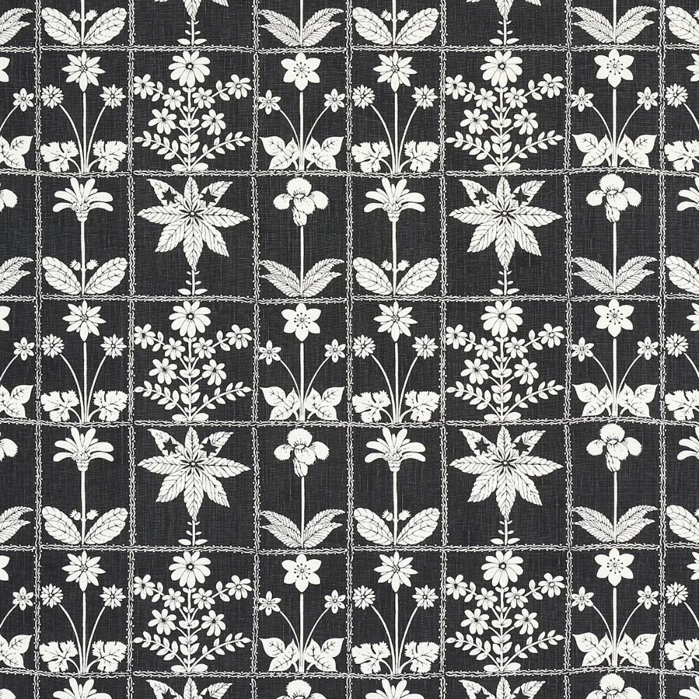 Schumacher 180893 Georgia Wildflowers Fabric in Black