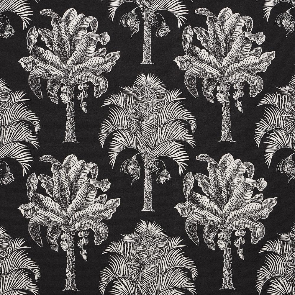 Schumacher 180962 Grand Palms Indoor/Outdoor Fabric in Black