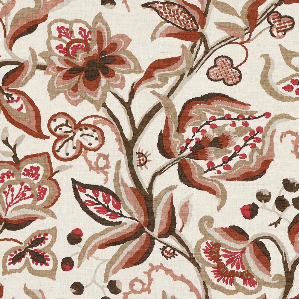 Schumacher 180971 Alexandra Vine Linen Fabric in Natural & Spice