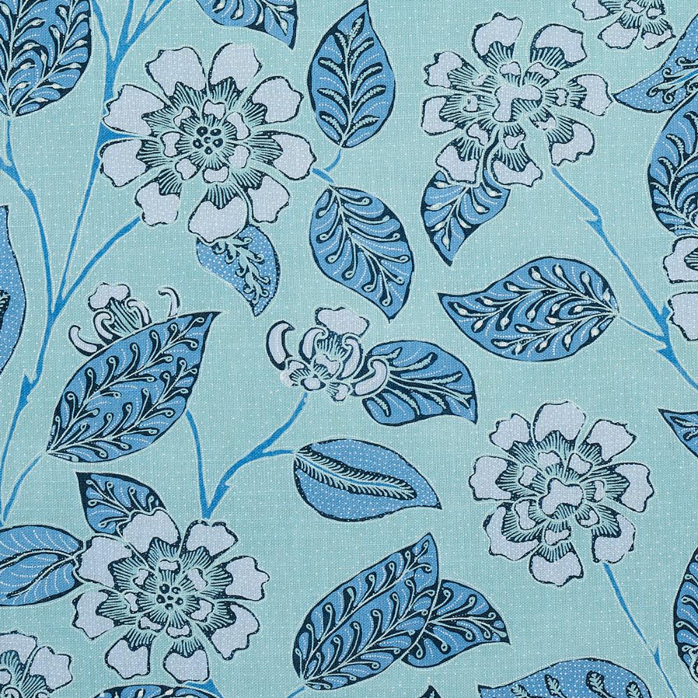 Schumacher 181001 Kava Cay Indoor/Outdoor Fabric in Blues
