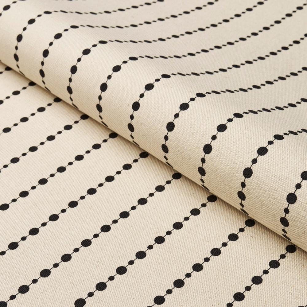 Schumacher 181430 Beaded Stripe Fabric in Black And Cream