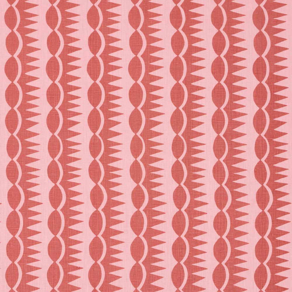 Schumacher 181531 Dagger Stripe Fabric in Red On Pink