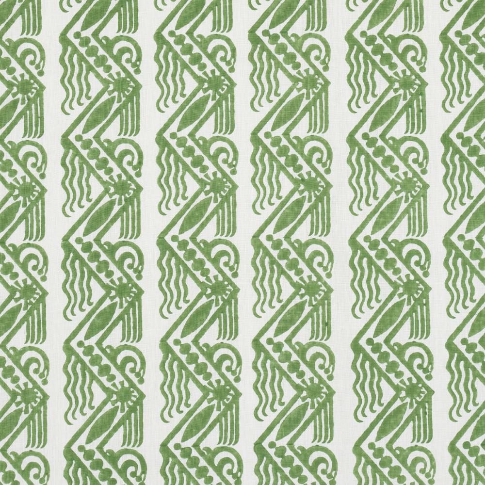 Schumacher 181560 Venetian Zig Zag Block Print Fabric in Green