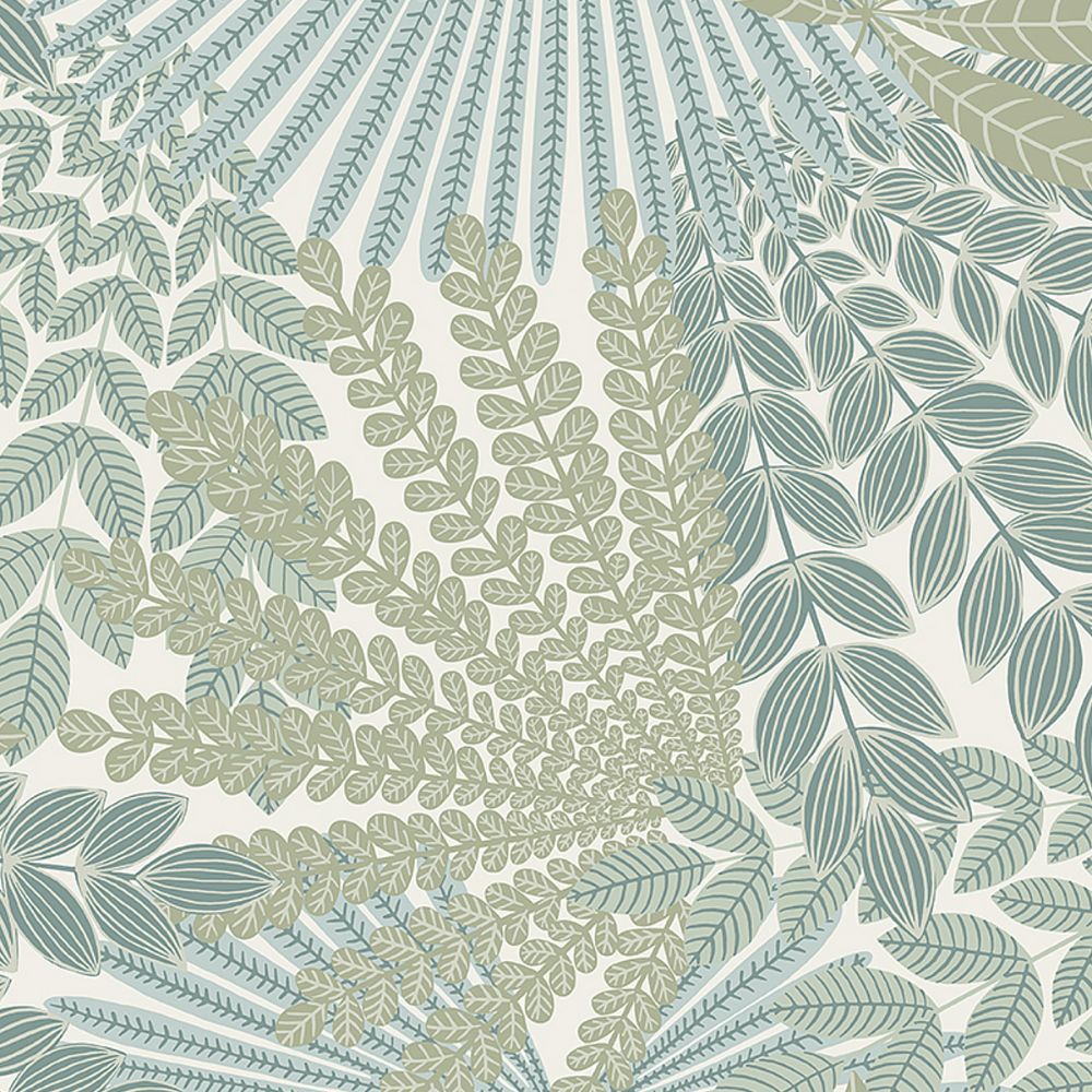 Schumacher 2262 Velvet Leaves Wallcoverings in Ivory And Sage