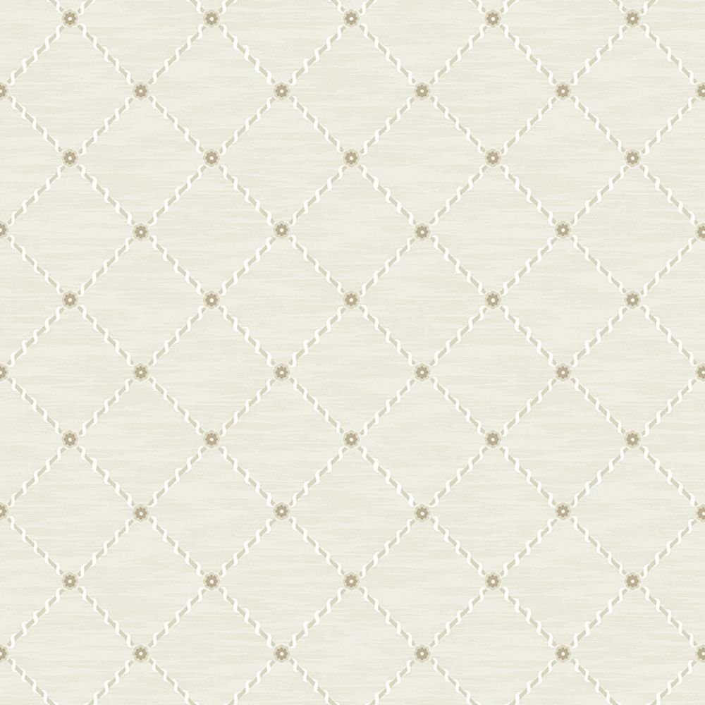 Schumacher 2267 Golden Trellis Wallcoverings in Parchment And Gold