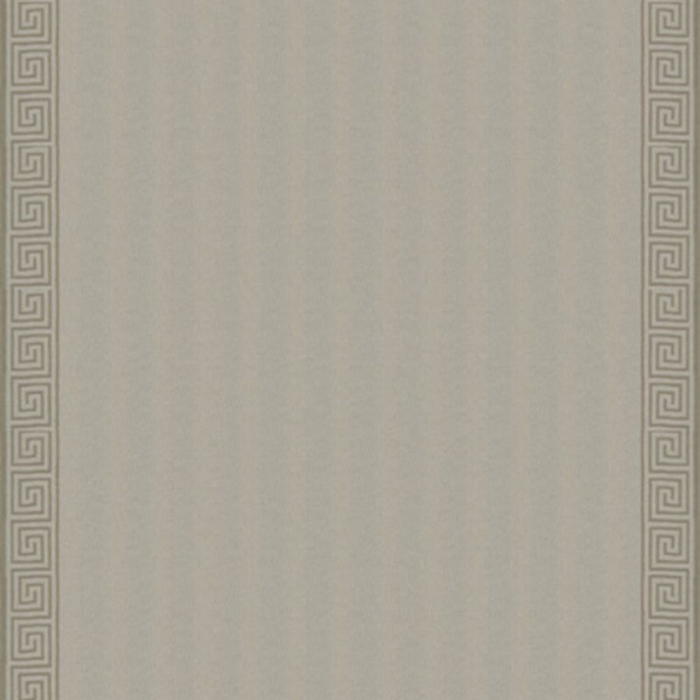 Schumacher 25800 Greek Key Embroidery Fabric in Pebble And Taupe