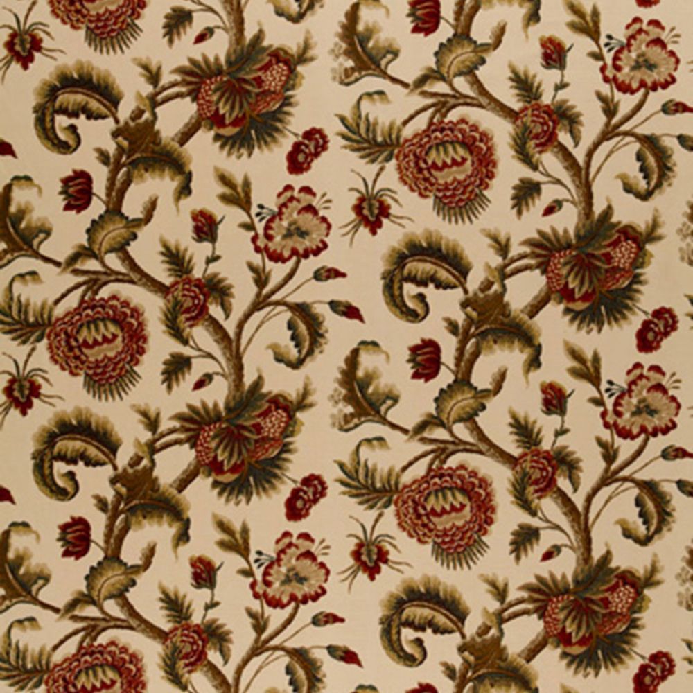 Schumacher 2639312 Jacobean Printed Crewel Fabric in Burnish Sage