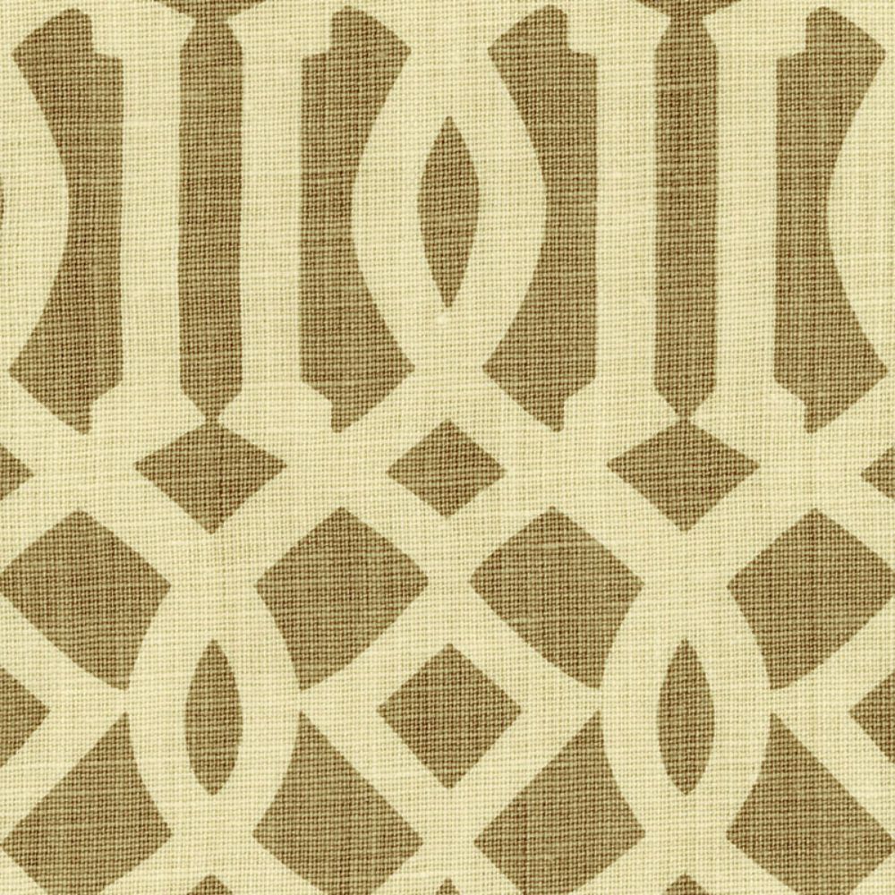 Schumacher 2643761 Imperial Trellis Fabric in Natural/coffee