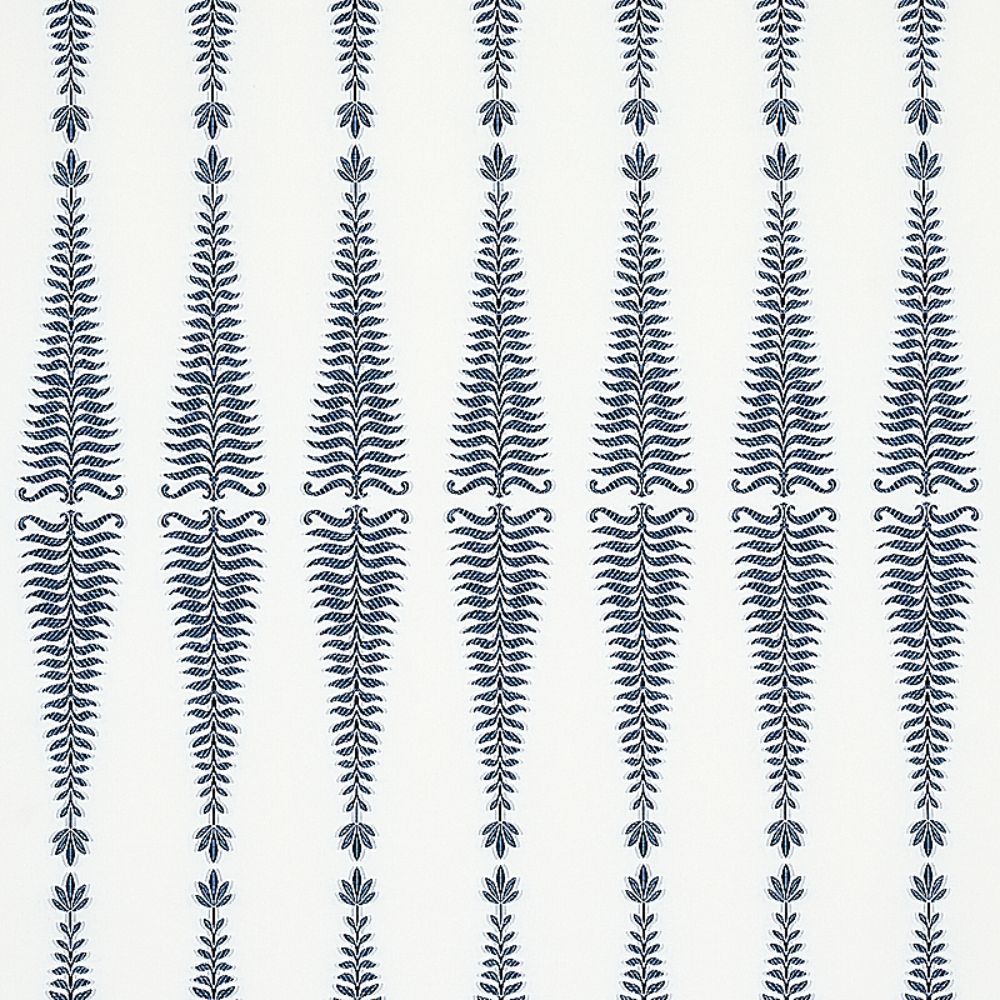 Schumacher 2643882 Fern Tree Fabric in Navy & White