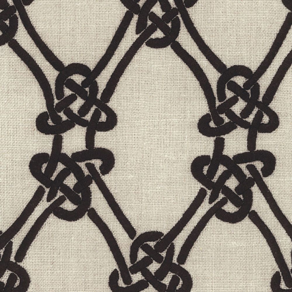 Schumacher 2643920 Gordian Weave Fabric in Ebony On Greige