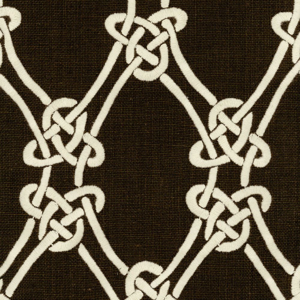 Schumacher 2643922 Gordian Weave Fabric in Natural On Walnut