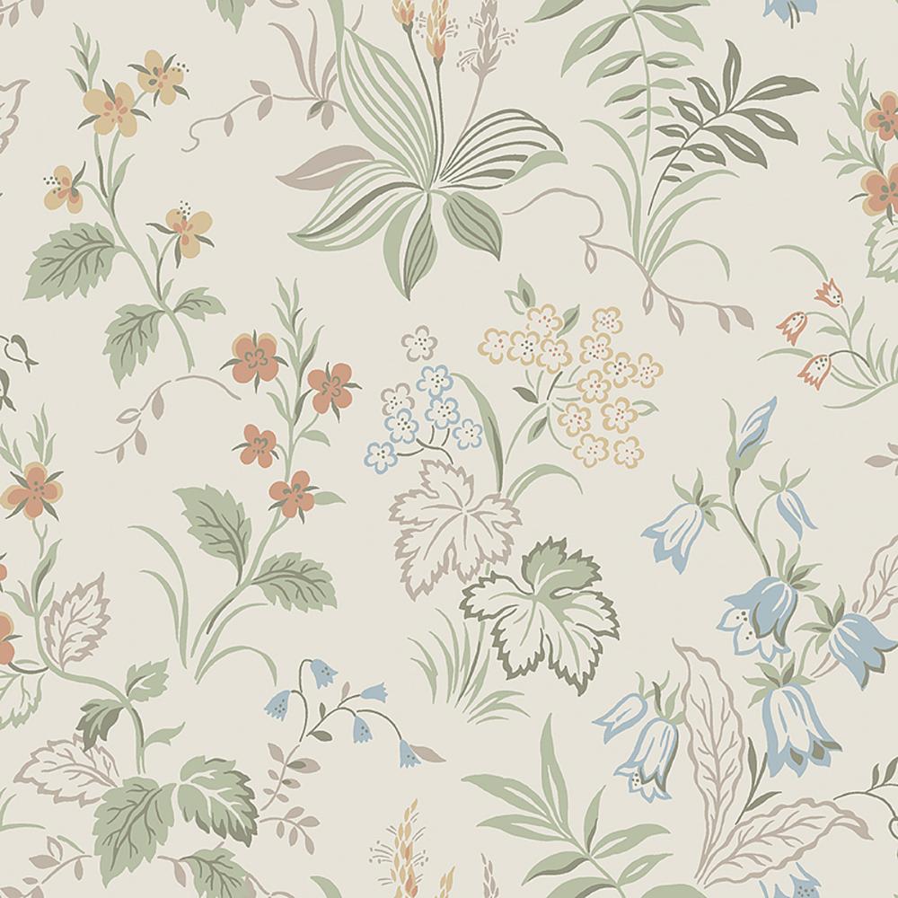 Schumacher 3261 Folklore Wallpaper in Ivory And Multi