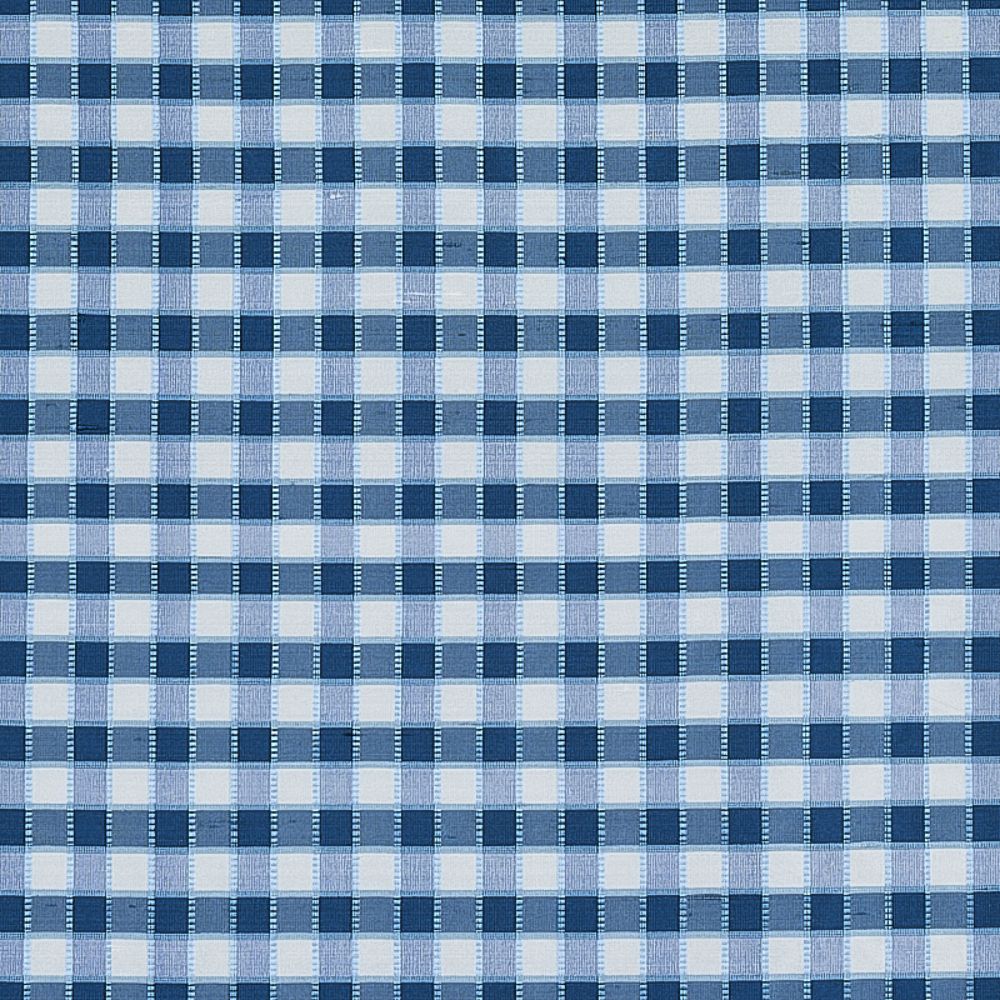 Schumacher 3453004 Ingrid Silk Check Fabric in Blue