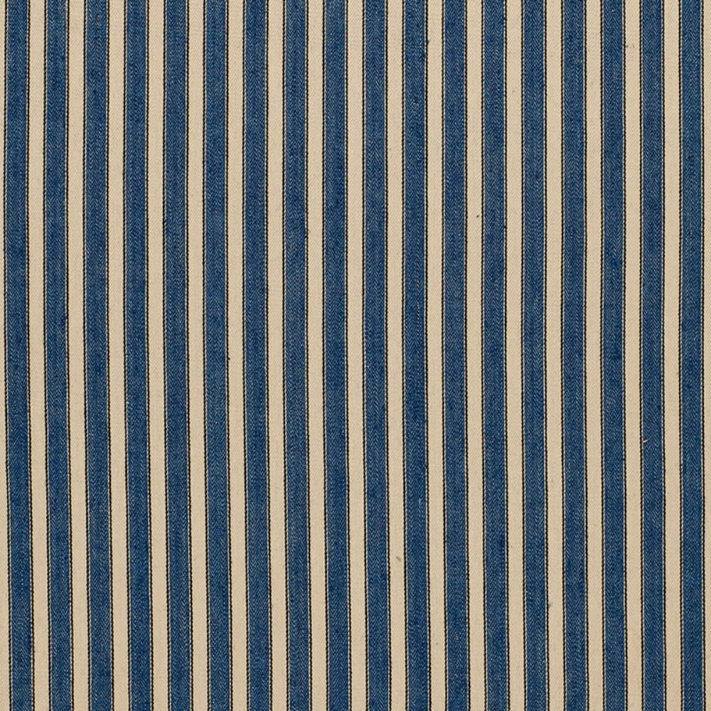 Schumacher 3475004 Antique Ticking Stripe Fabric in Denim