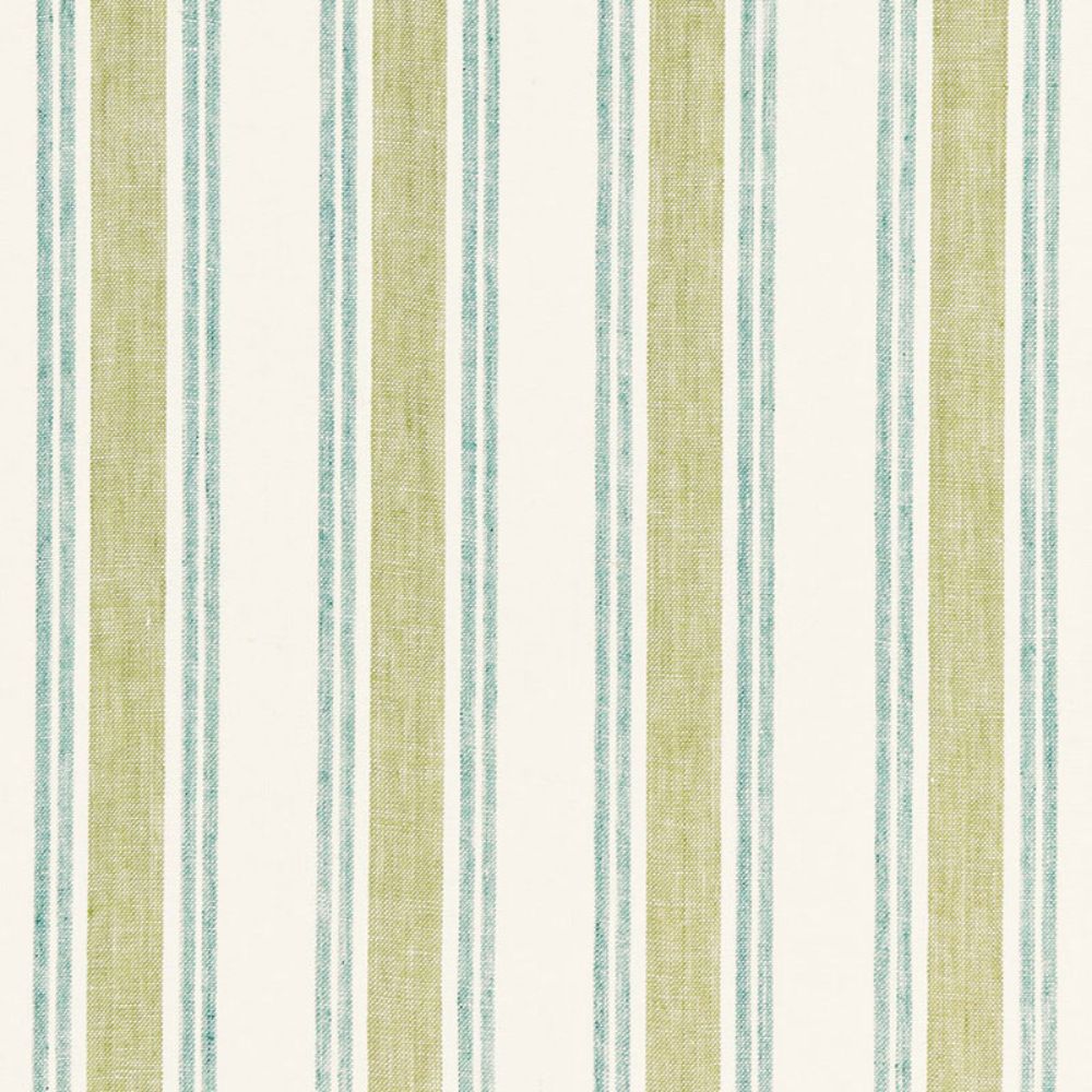 Schumacher 3485000 Leah Linen Stripe Fabric in Sea Grass