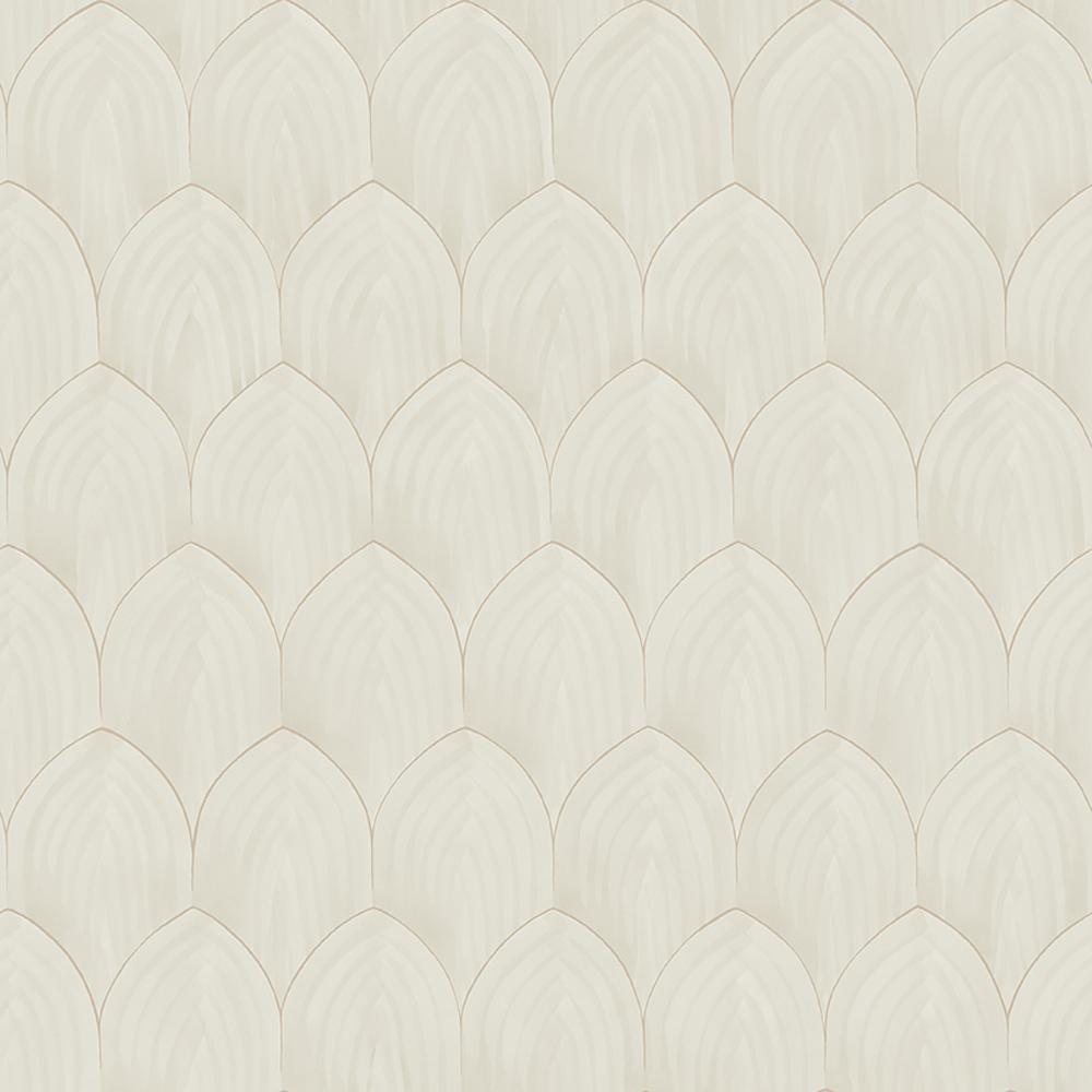 Schumacher 4274 Golden Arches Wallpaper in Stone And Gold