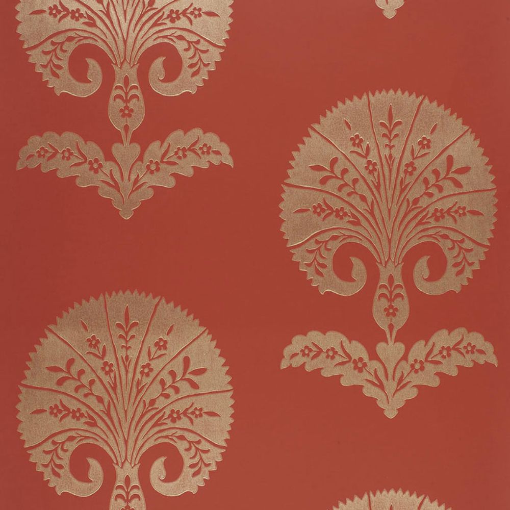 Schumacher 5005083 Ottoman Flower Wallpaper in Paprika